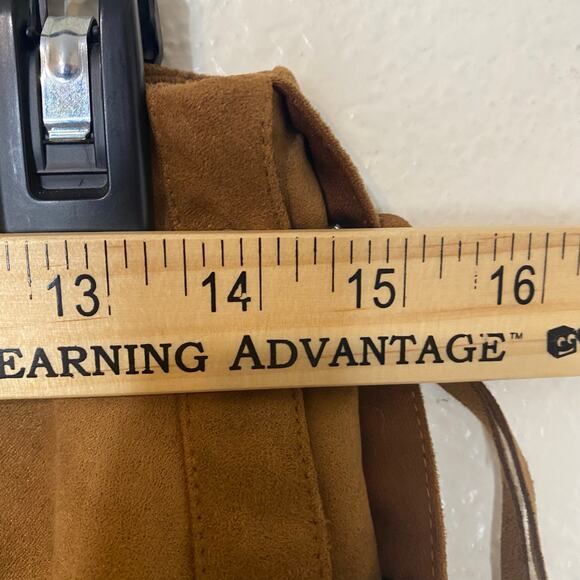 Timing Brown Faux Suede Boho Western Fringe Mini Skirt Size Small - Picture 5 of 7